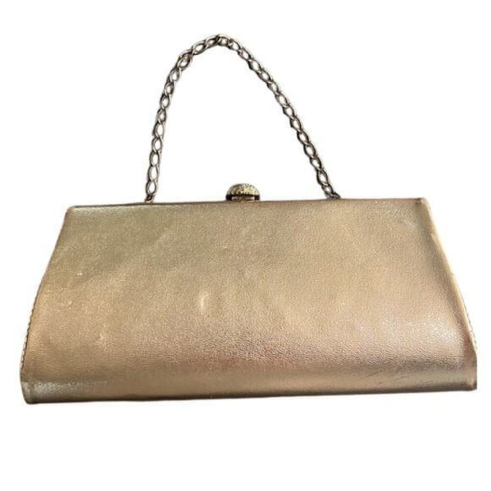 Vintage 60's Gold Clutch Purse Shoulder Handbag Satchel Cocktail Evening Bag